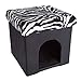 PETMAKER Pet House Ottoman- Collapsible Multipurpose Cat or Small Dog Bed Cube & Footrest with Cushion Top & Interior Pillow by (Zebra Print Plush)thumb 4