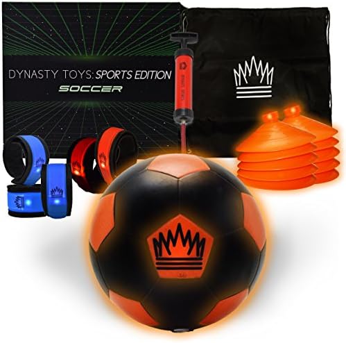 Outside Toys Soccer Set - LED Glow in the Dark Soccer Ball, Cones, Armbands - Soccer Gift Perfect for Night Ball Soccer Lovers