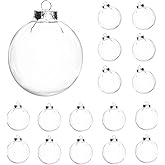 16 pcs Hanging Clear Plastic Fillable Ornaments, 2.36" DIY Christmas Balls Craft Ornaments for Christmas Tree, Halloween and Wedding Birthday Party Decorations, Creative Gifts (60 mm)