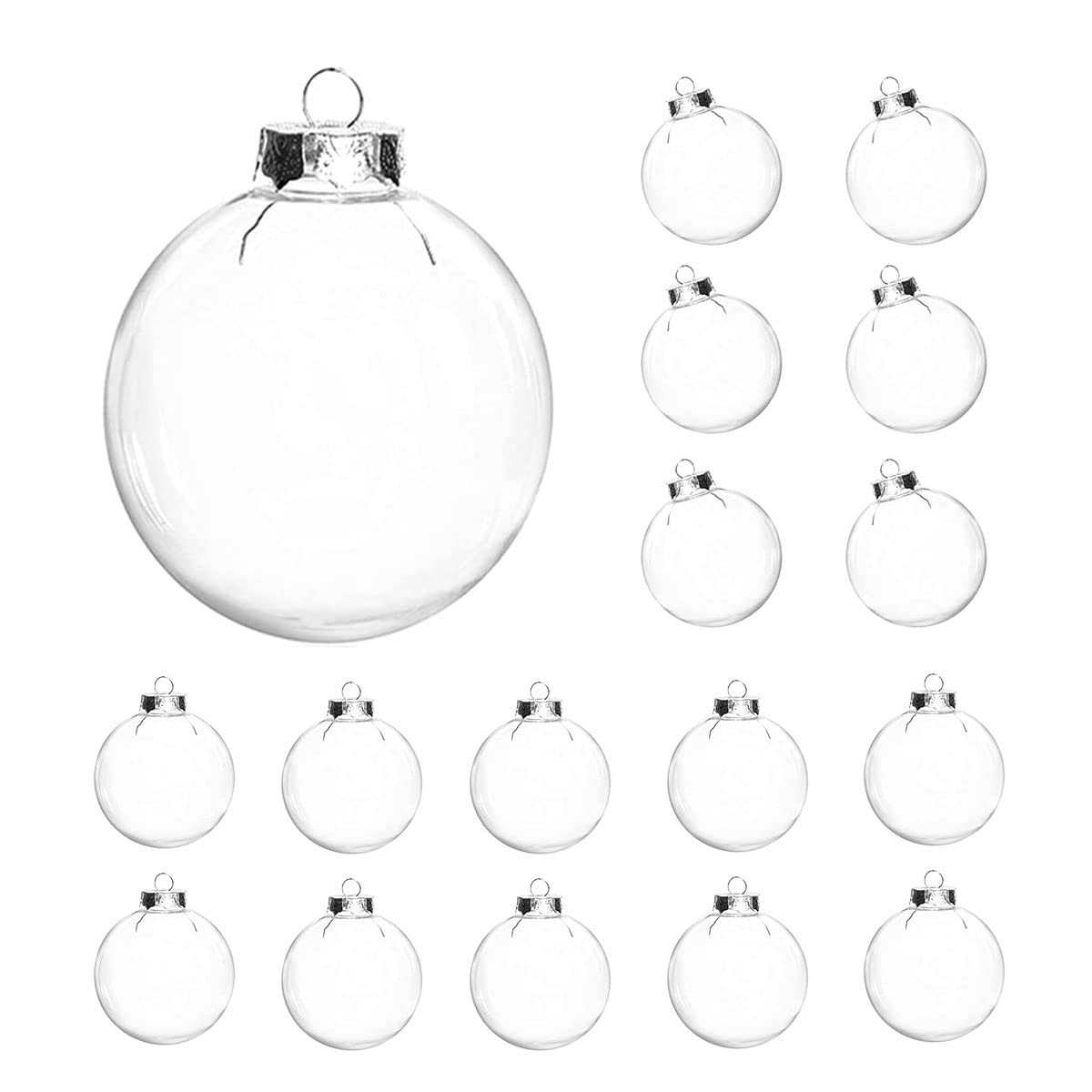 Photo 1 of 16 pcs Hanging Clear Plastic Fillable Ornaments, 2.36" DIY Christmas Balls Craft Ornaments for Christmas Tree, Halloween and Wedding Birthday Party Decorations, Creative Gifts (60 mm)