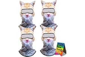 4PCS Cat Ski Mask Shiesty Men Balaclava Funny Dog Animal Christmas Face Sheisty 3D Printed Furry Cute Skimask Pack Kitty with