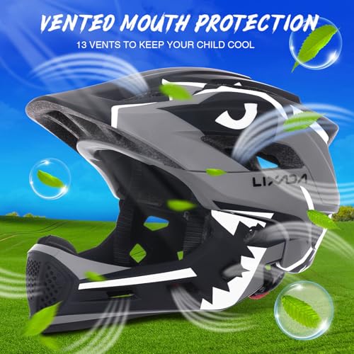 Lixada Full Face Helmet Children Detachable Sports Safety Helmet Bicycle Helmet Children Sports Helmet for Children Safety Helmet for Cycling Skating