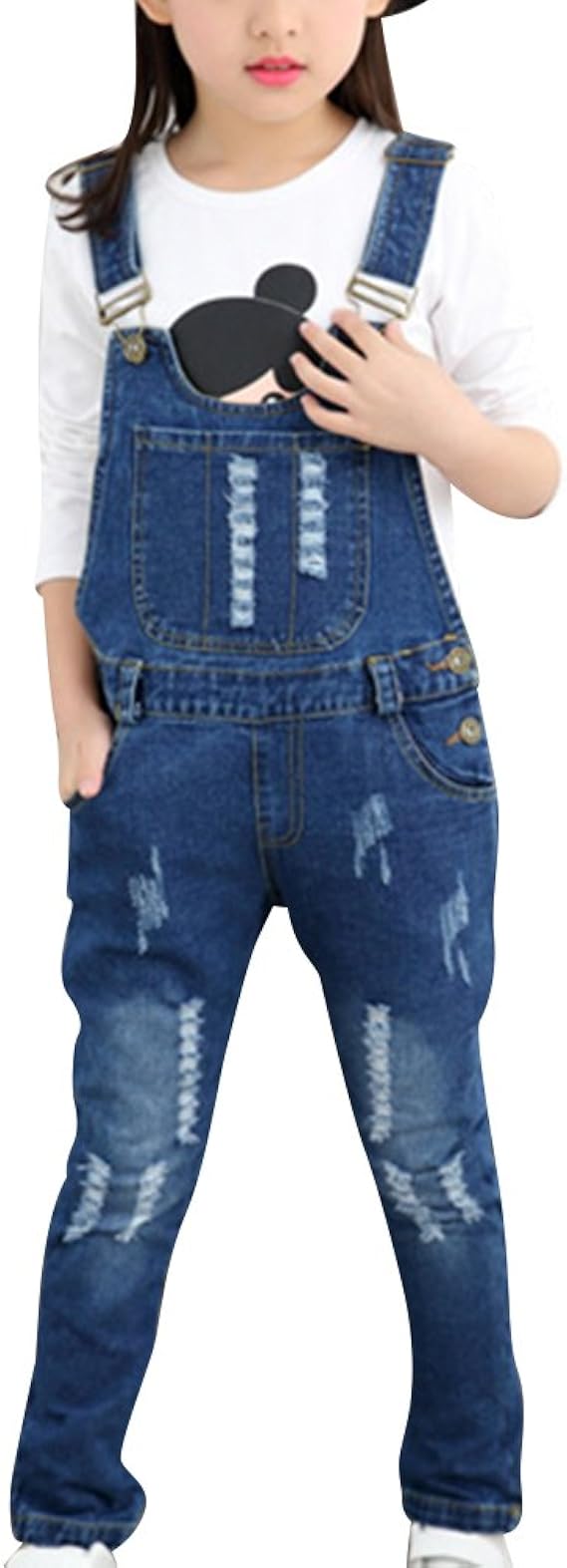 Haloumoning Denim Jumpsuit Mädchen - Ärmelloser Latzhose Overall