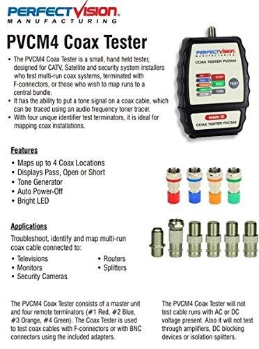 4 Way Coax Cable Mapper Tracker Toner Tracer Finder RG6 RG59 Tool Perfect Vision