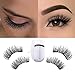 MeBueTee Dual Magnetic False Eyelashes 3D Fiber Reusable Natural Wispy Lashes Fake Eyelash Extensions-Long Bushy Magnetic Handmade Length:12MM 1Pair(4Pieces)+Eyelash Curler