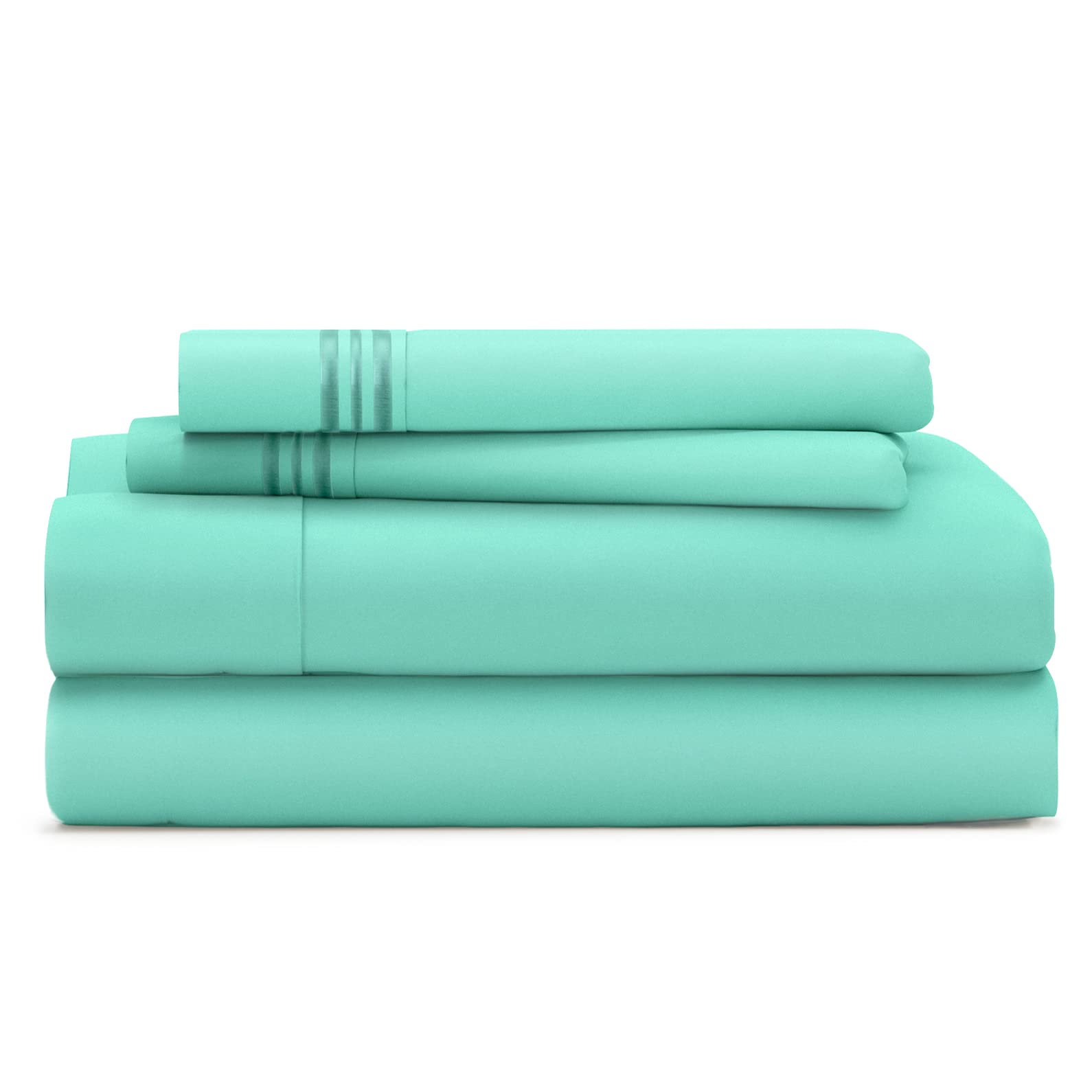 Photo 1 of Cosy House Collection Everyday 1500 Series Bed Sheet Set - Ultra Soft & Cool Hotel Bedding - Deep Pocket - Wrinkle, Stain and Fade Resistant - 4 Piece Set (King, Pastel Green)