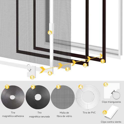 HOFUDON Magnetic Window Mosquito Net 130 x 150 cm, Fibreglass Reinforced DIY Cuttable, Easy Installation Without Drilling, Easy to Clean, Magnetic Mosquito Net for Sliding Windows (Grey Mesh)