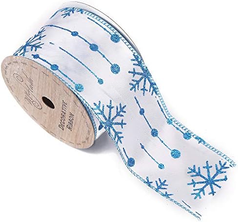2-1/2-Inch Wide by 10 Yard Spool Wired Edge Craft Ribbon (561 Snowflake Dream Blue)