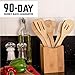 MEGALOWMART 7 Piece Natural Bamboo Wood Kitchen Utensils & Holder Set