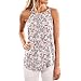 WLLW Women Crew Neck Sleeveless Floral Print Shirt Tops Tee Tanks Camis (US L, Pink)