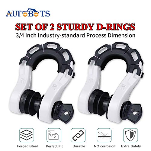 AUTOBOTS D Ring Shackles Heavy Duty(2 Pack) 68,000 lbs Capacity, Stronger Than 3/4" D Shackle, with 7/8" Screw Pin, for Tow Strap Winch Off Road Accessory Vehicle Recovery White - Image 2