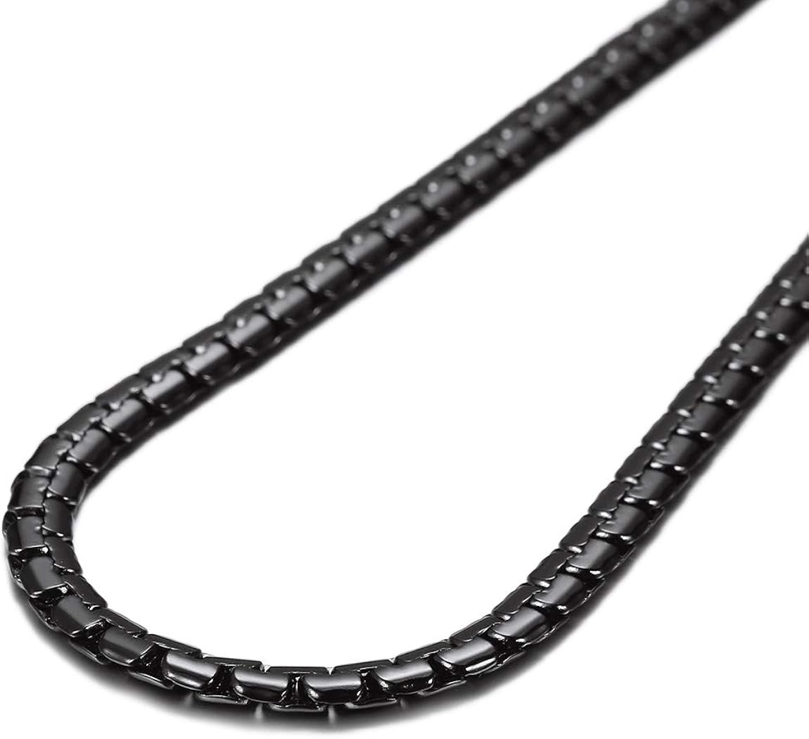 Thick Chain 22inch Black Necklace for Men Stainless Steel Hip Hop Jewelry Gift | 