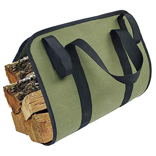 Nrpfell Supersized Canvas Firewood Wood Carrier Log Camping Outdoor Holder Carry Bag Protect Shoulder Handbag Canvas Case - Thumbnail 4