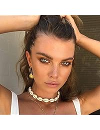 Shell Choker Necklace Bracelet for Women Handmade Summer Beach Conch Rope Choker Seashell Choker Cowrie Puka Shell Bead Necklace for Girls Ladies