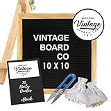 Letter Board: Felt Wooden Board 10 x 10, Changeable letters, Includes Stand, Free Ebook, and Tool, Vintage Board Co.