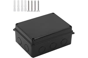 LUSUMTLY Outdoor Waterproof Box,Junction Box Reserved Holes IP65 ABS Plastic Electrical Boxes Power Cord Enclosure Project Box Black Outer Size 5.9 x 4.3 x 2.8 inch(150x110x70mm)