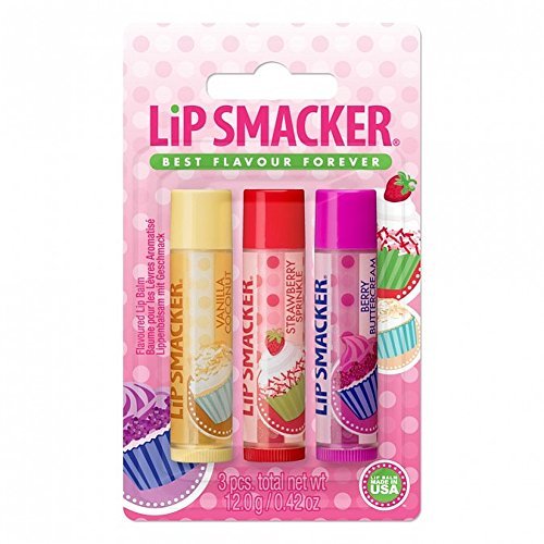 Lip Smackers Best Flavor Forever Cupcake Lovers Trio Lip Balm - 3 Pack, Vanilla Coconut, Strawberry Sprinkle and Berry Buttercream