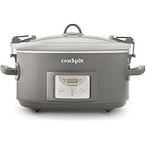 Crockpot® Programmable 7-Quart Cook and Carry Slow Cooker, Grey | Touch Control, 4 Pre Programmed Settings, Removable Stonewa