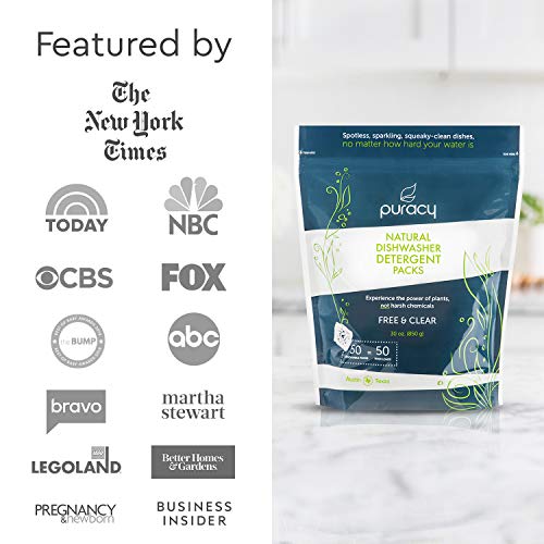 Puracy Platinum Dishwasher Detergent Pods, 50 Count, Natural Enzyme