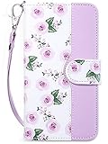 iPhone X Case, iPhone X Wallet Case with Card Holders, ULAK Rose Floral Kickstand Premium Synthetic Leather Folio Handmade wristlet Wallet Case Cover for iPhone X/iPhone 10 5.8 inch Rose/Purple