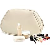 Cosmetic Bag,Travel Makeup Bags With Multifunction Organizer Mesh Pockets (Beige)