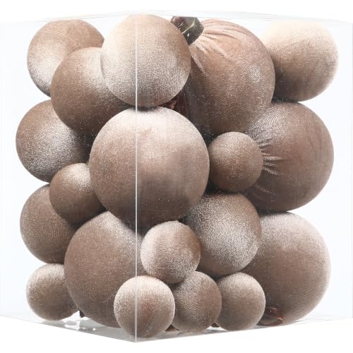 Sea Team 32-Pack Velvet Fabric Christmas Ball Ornaments, Tan at Amazon