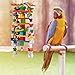 MEWTOGO Large Bird Toys - Natural Wooden Parrot Chewing Toys with Edible Colored Blocks & Sturdy Knots for African Grey Macaw Amazon Parrot Conures Cockatiels