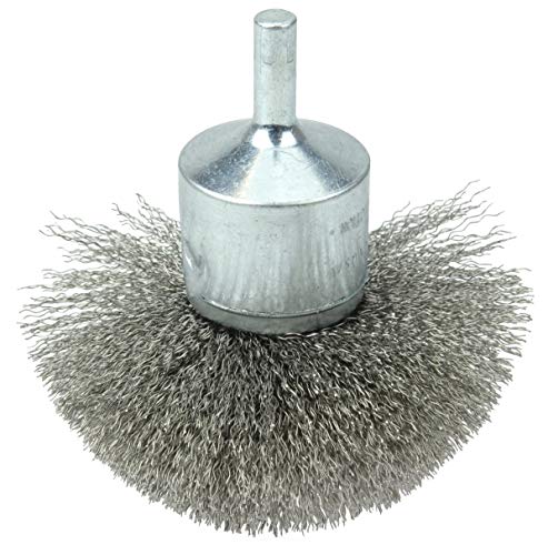 Weiler 10151 3" Circular Flared Crimped Wire End Brush, .006" Stainless Steel F…