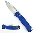 Thumb Open Bugout Knife, Axis Lock Knife with 3'' 8Cr13MoV Blade, Satin Finish, Drop Point, Blue Glass Reinforced Nylon Grivory Handle, EDC Folding Pocket Knife with Belt Clip for Camping (blue handle)