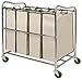 Simple Houseware 4-Bag Heavy Duty Rolling Laundry Sorter Cart, Chrome