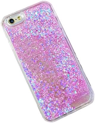 Harajuku Soft Grunge Iridescent Shinny Glitter Stars Hearts Quicksand Waterfall Hard PC Cover Case for Iphone 6 6s 4.7", Beautiful Liquid Tank Cell Phone Protective Skins Shell (1)