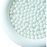 Jabrand 200pcs White Beads, 6mm Porcelain Beads for Jewelry Making Round Ceramic Bead Unique Vintage Bead for Craft Beading Kit Bracelets DIY Decor