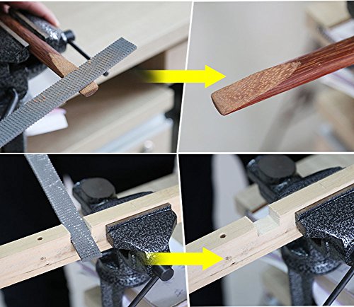 Fatmingo 3 Piece 8" Wood Rasp File set Barstard Files Rubber Handle Flat Rasp Half-round Round Rasp Woodworking Tools - Thumbnail 6