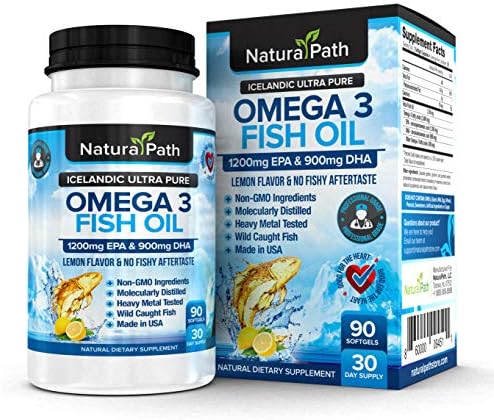 Omega 3 Fish Oil Softgel with 2400mg Omega-3 Fatty Acid, 1200mg EPA & 900mg DHA - Heart & Blood Pressure Support - Promotes Joints, Skin, Eyes - Non-GMO