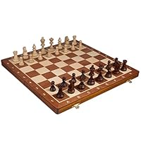 Wegiel Handmade European Professional Tournament Chess Set With Wood Case - Hand Carved Wood Chess Pieces & Storage Box To Store All The Piece