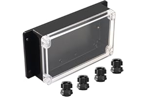 Raculety Junction Box IP65 Waterproof ABS Plastic Electrical Project Case Power Junction Boxes, Clear Cover Project Box with Fixed Ear 7.87x4.72x2.2 inch (200 x 120 x56 mm)