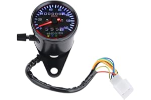 ARAMOX Motorcycle Odometer, LED Backlight 12 V Motorcycle Dual Tachometer Odometer Speedometer Gauge Kit