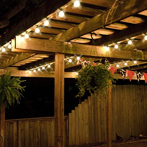 OOOLED 48-Foot Outdoor Weatherproof Commercial Grade String Lights with 16 Hanging Sockets- 24 2W S14 Incandescent Bulbs Included-Perfect Patio Lights & Party Lights-Black - Thumbnail 6