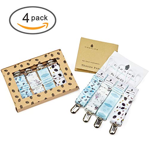 Pacifier Clips (4 Pack) - COZILIFE Premium Quality Pacifier Holder with Adjustable Belt, Universal Fit for Baby Pacifiers, Stylish Printing Suits for Boys and Girls, Kraft Box Package. - Thumbnail 6
