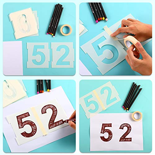 REOLAN 4 Inch Number Stencils - 11 Pack Reusable Mylar Stencils For House Numbers & Crafts - View #8