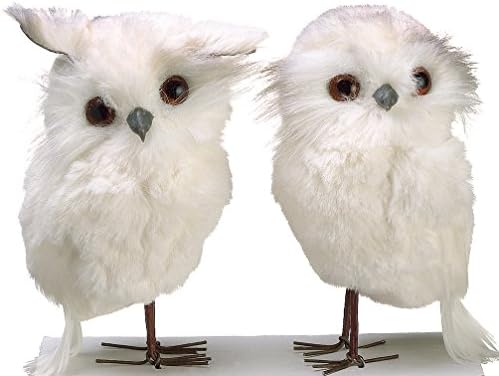 Pair of White Snow Owls- 4.9 inches High Each