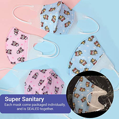 Kids Face Mask 270 Pc Pink 3D Ergonomic & Tight Seal Disposable Face