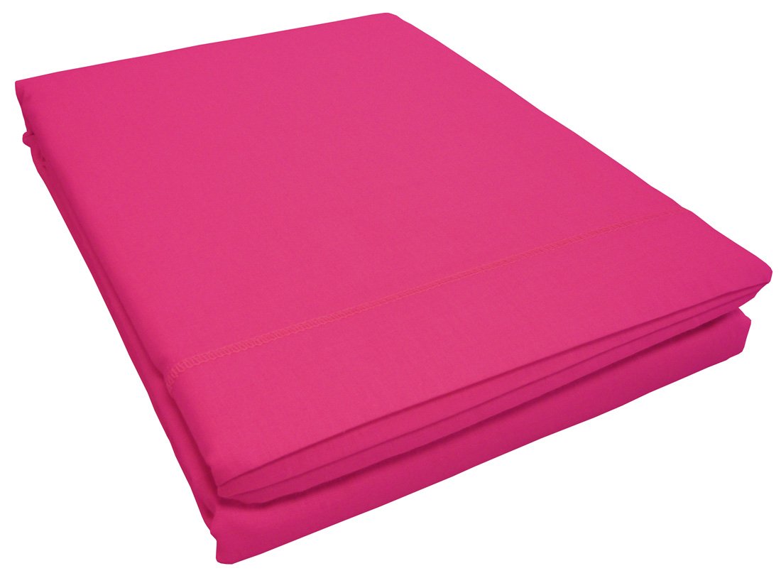 Douceur d'Interieur 57 Yarns Uni Flat Sheet Plus Bourdon Stitch, Bois De Rose