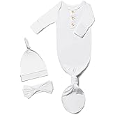 Infant Newborn Baby Knotted Gown, Sleepwear Romper Newborn Essentials Outfits Perfect for Newborn Boys and Girls Photography
