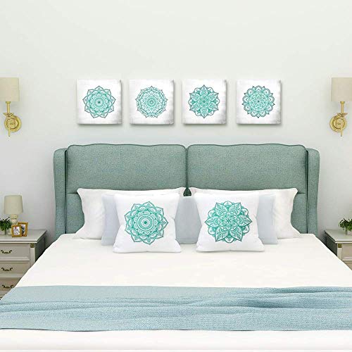SUMGAR Mandala Wall Art Teal Bathroom Wall Decor, Flower Boho Pictures