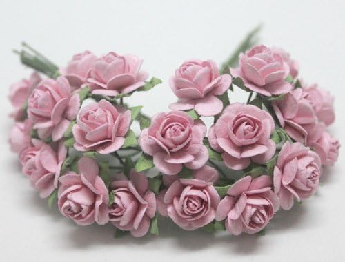 100 Pcs. Light Pink Color Mulberry Paper Roses Flower Handmade Size 1.5 Cm.(15 Mm.) Scrapbooking , Wedding