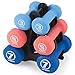Crown Sporting Goods Hand Weights Dumbbells - 3, 5 and 7 lbs with Rack - Soft and Comfortable Neoprene Weights for Home Gym - Indoor and Outdoor Dumbbell Sets with Rack, Strength Set