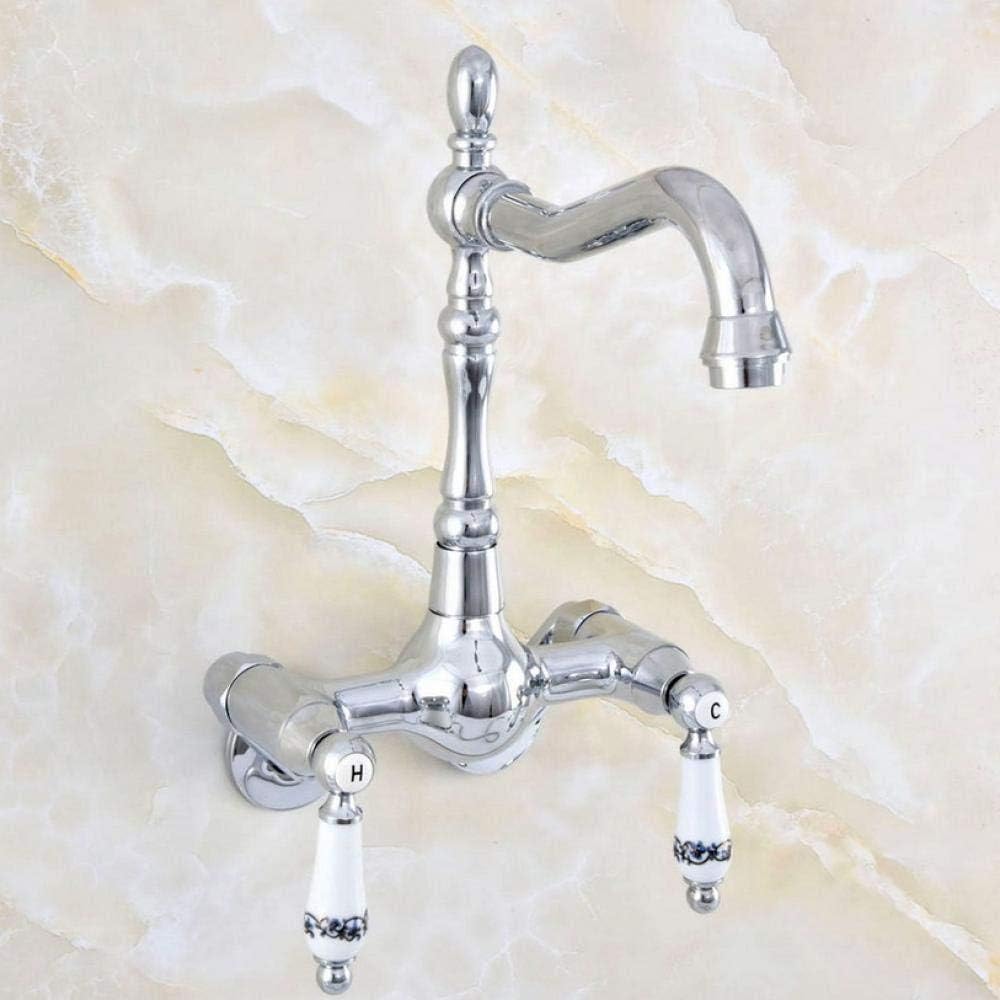 Grifo del grifo Cromo Manijas dobles Lavabos de la cocina del baño Caño