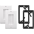 VCE Single Brush Wall Plate with Single Gang Low Voltage Mounting Bracket, White, 2 Pack