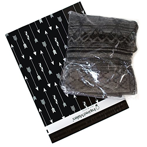 Poly Mailers Tribal Pattern Arrows Print - Choose from 6x9, 10x13 or 14.5x19 Sizes - Purple or Black - (Black, 14.5x19)